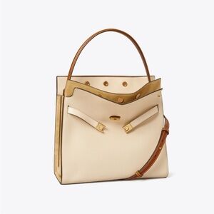 Like new Tory Burch Lee Radziwill Double
Bag Satchel New Cream $1,320